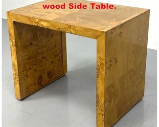 Lot 306 Milo Baughman Style Burl wood Side Table. 