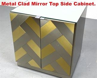 Lot 307 ELLO Paul Evans Style Metal Clad Mirror Top Side Cabinet.