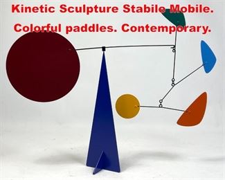Lot 311 Small Table Top Metal Kinetic Sculpture Stabile Mobile. Colorful paddles. Contemporary. 