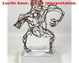 Lot 315 Wire Gorilla sculpture on Lucite base. Clever interpretation. 