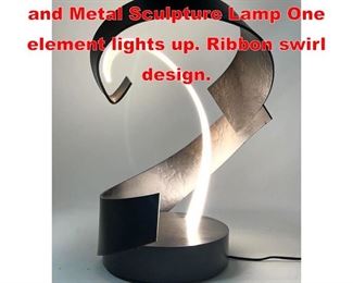 Lot 278 Striking Modernist Lucite and Metal Sculpture Lamp One element lights up. Ribbon swirl design. 