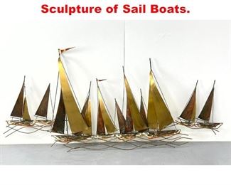 Lot 319 C. JERE Mixed Metal Wall Sculpture of Sail Boats. 