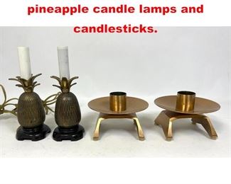 Lot 340 Metal Candle Lot. Electric pineapple candle lamps and candlesticks. 