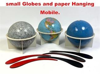 Lot 336 Mid Century Modern Lot small Globes and paper Hanging Mobile. 