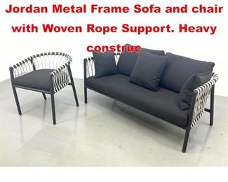 Lot 354 Ann Marie Vering for Brown Jordan Metal Frame Sofa and chair with Woven Rope Support. Heavy construc