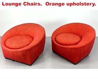Lot 361 Pair Large Upholstered Lounge Chairs. Orange upholstery. 