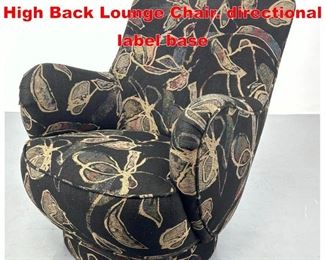 Lot 369 Vladimir Kagan Attributed High Back Lounge Chair. directional label base