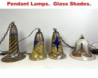Lot 389 4pcs FELLERMAN Art Glass Pendant Lamps. Glass Shades. 