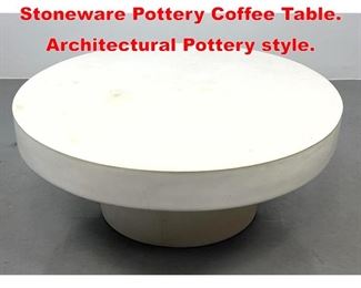 Lot 393 Mid Century Modern Stoneware Pottery Coffee Table. Architectural Pottery style. 