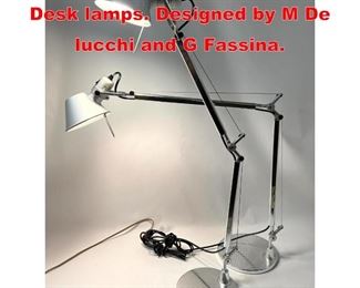Lot 402 2pc ARTEMIDE Tolomeo Desk lamps. Designed by M De lucchi and G Fassina. 
