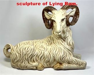 Lot 423 Hollow resin Figural sculpture of Lying Ram. 