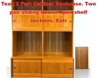 Lot 424 DOMINO MOBLER Danish Teak 2 Part Cabinet Bookcase. Two pair sliding doors. Open shelf sections. Extr