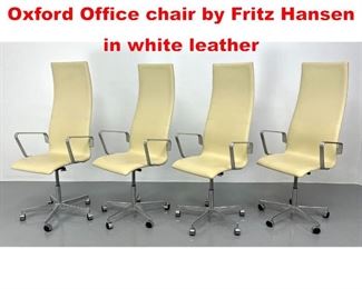 Lot 433 4 Arne Jacobsen High Back Oxford Office chair by Fritz Hansen in white leather