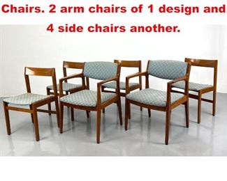 Lot 435 6 Danish Modern Dining Chairs. 2 arm chairs of 1 design and 4 side chairs another.