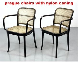 Lot 437 Pair of analine black dye prague chairs with nylon caning