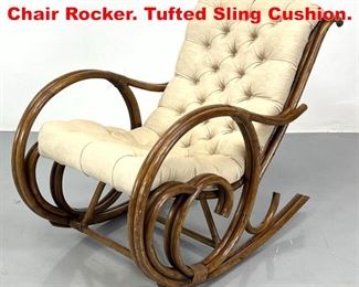 Lot 440 Bentwood Rattan Rocking Chair Rocker. Tufted Sling Cushion.