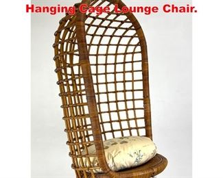 Lot 450 Hooded Woven Rattan Hanging Cage Lounge Chair. 
