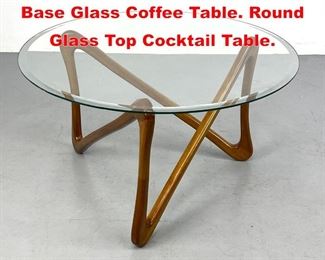 Lot 456 Italian style Angled Leg Base Glass Coffee Table. Round Glass Top Cocktail Table. 