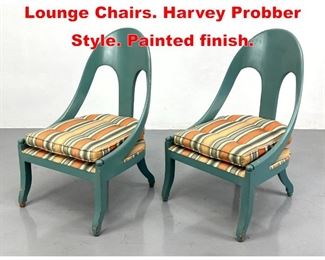 Lot 469 Pr Klismos style Side Lounge Chairs. Harvey Probber Style. Painted finish. 