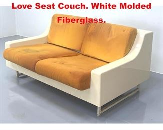 Lot 475 70 s Modernist Fiberglass Love Seat Couch. White Molded Fiberglass. 