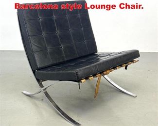 Lot 479 Vintage Black Leather Barcelona style Lounge Chair. 