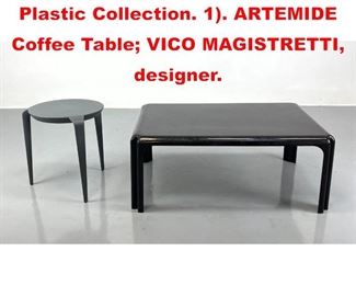 Lot 485 2pc Italian Design Molded Plastic Collection. 1. ARTEMIDE Coffee Table VICO MAGISTRETTI, designer.