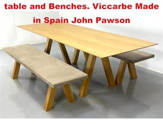 Lot 483 Oak Trestle Base Dining table and Benches. Viccarbe Made in Spain John Pawson