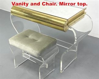 Lot 498 Mid Century Modern Lucite Vanity and Chair. Mirror top. 