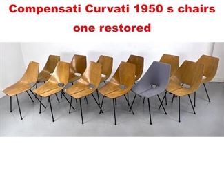 Lot 502 12 SCC Societa Compensati Curvati 1950 s chairs one restored