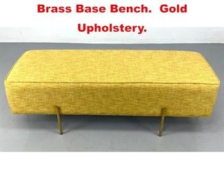 Lot 506 Contemporary Modern Brass Base Bench. Gold Upholstery.