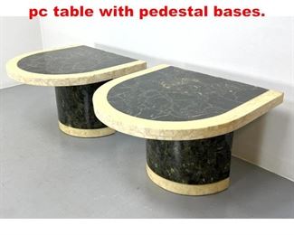 Lot 504 Muller s Lacquered Stone 2 pc table with pedestal bases.