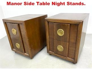 Lot 510 Pair Pr. Karpen California Manor Side Table Night Stands.