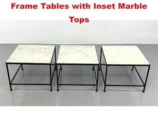 Lot 520 3 Harvey Probber Iron Frame Tables with Inset Marble Tops