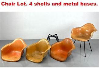Lot 521 Herman Miller Eames Shell Chair Lot. 4 shells and metal bases. 