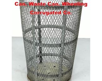 Lot 522 Vintage Wire Mesh Trash Can. Waste Can. Wheeling Corrugated Co. 