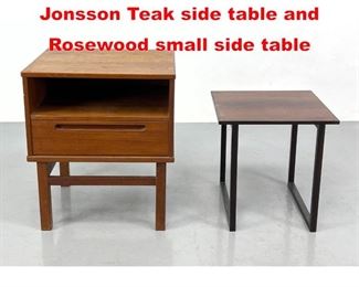 Lot 527 2pcs Danish Modern. Nils Jonsson Teak side table and Rosewood small side table