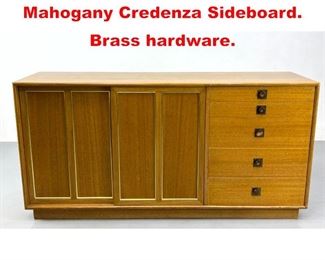 Lot 536 Harvey Probber Bleached Mahogany Credenza Sideboard. Brass hardware.