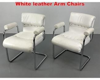 Lot 545 Pair of Guido Fachelini White leather Arm Chairs