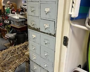 Vintage metal card/library cases, three sections