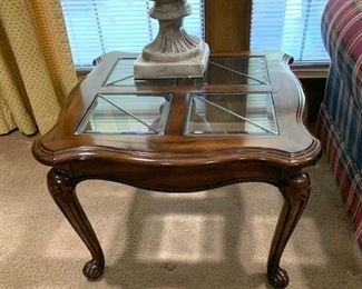 Wood and glass side table
