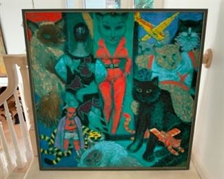 Original Jack McLarty - “Lynda The Cat Goddess”, featured on page 100 in the book ‘Worldwatcher: Jack McClarty’ - measures 48” x 48”