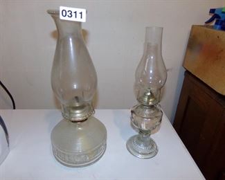 pair of vintage oil lamps