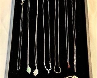 FCF003 QVC 9pc. Sterling and Gem Stone Necklace Lot