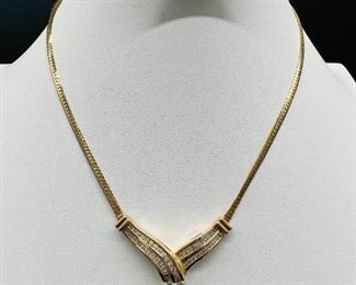 GG036 14Kt Gold And Diamond, Omega Necklace
