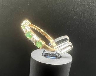 E046 Emerald And Diamond Ring 10kt Gold