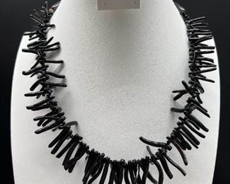 GG055 Vintage Black Oxblood Coral Branch Necklaces