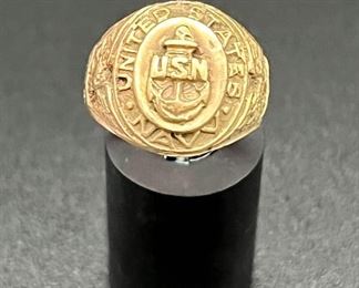 SS059 10K Yellow Gold US Navy Ring 6.7g