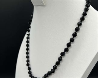 SS060 Vintage Les Bernard Black Diamond Faceted Bead Necklace