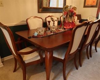 Dining Room Table with 8 Chairs and 2 Leaves - with leaves 94"L x 3.8"W - without leaves 6'L x 3.8"W