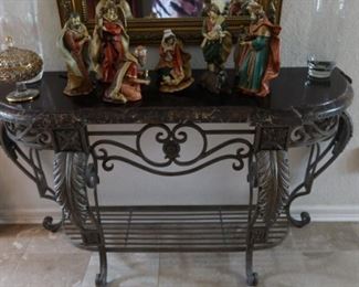 Marble Top Entry Piece Iron Base